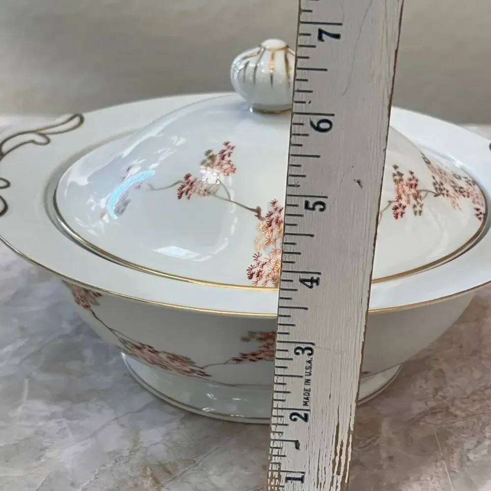 Vintage Fukagawa Arita Maple Pattern Sugar Bowl with lid Made In Japan